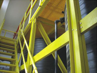 Structural Shapes fiberglass grating handrail system